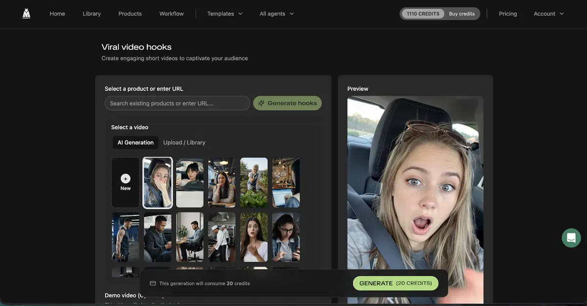magicfit-viral-video-hooks-ai-ads.webp MagicFit erstellt virale Video Hooks für TikTok und Social Media Werbung aus Produktbildern und URLs